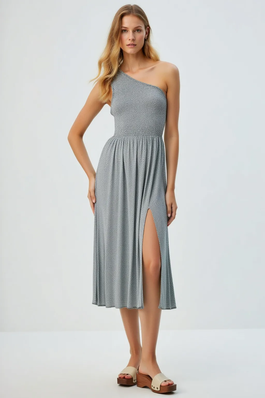 One Shoulder Grayish Dress