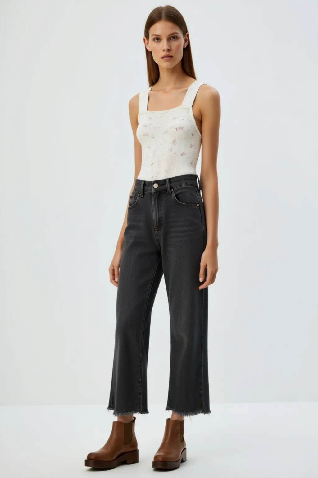Cotton T-Shirt with Thickened Straps