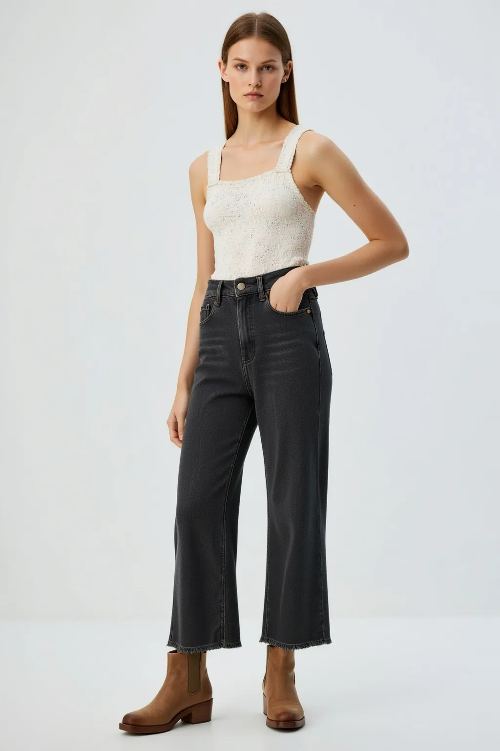 Cotton T-Shirt with Thickened Straps