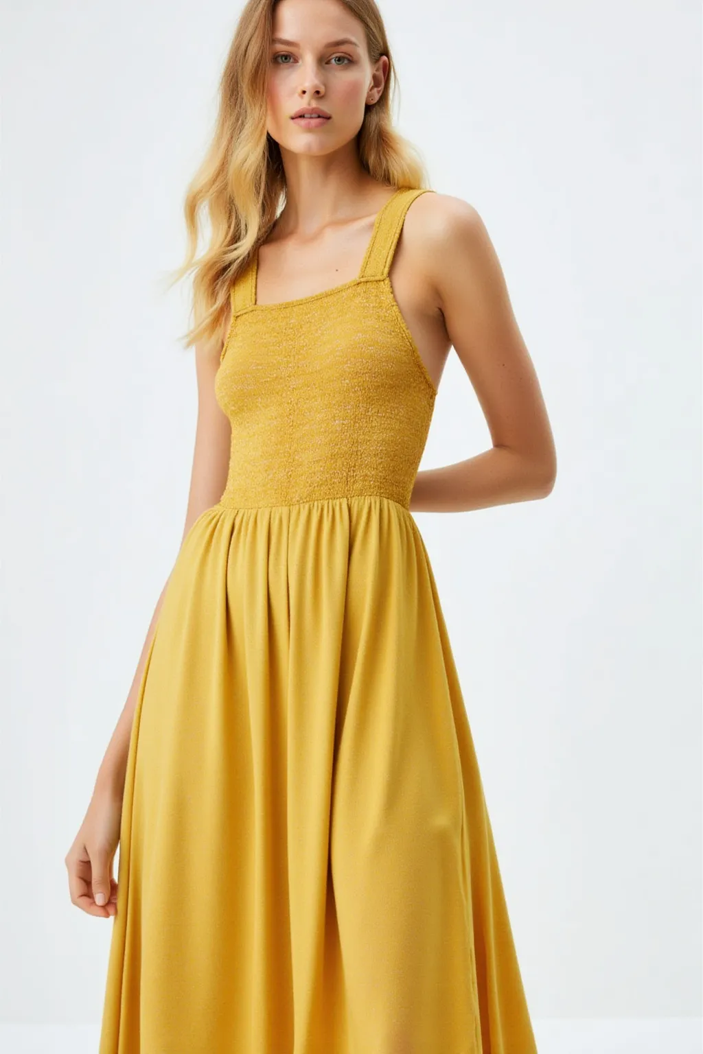 Sunflower Apron Long Dress
