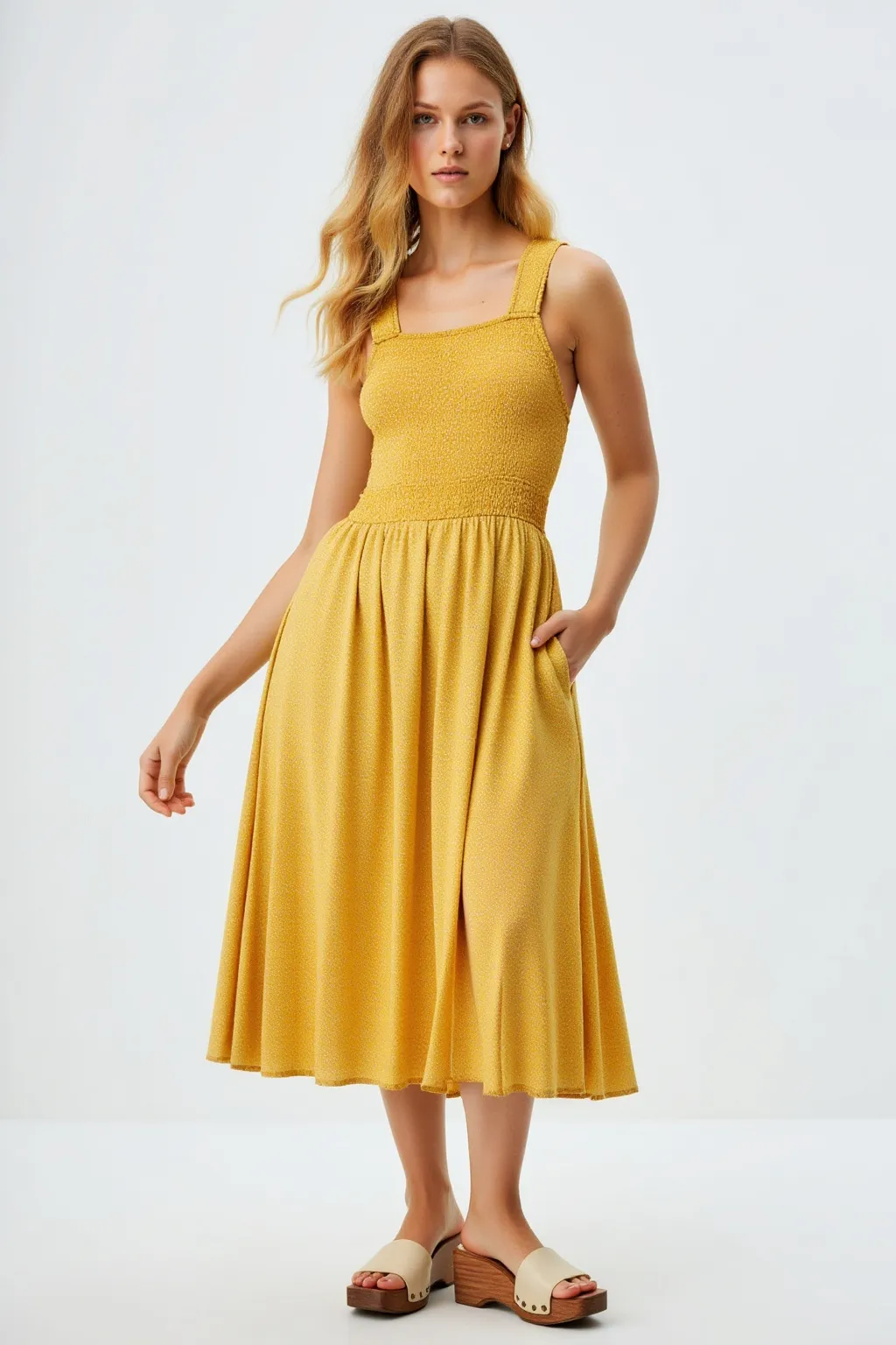 Sunflower Apron Long Dress