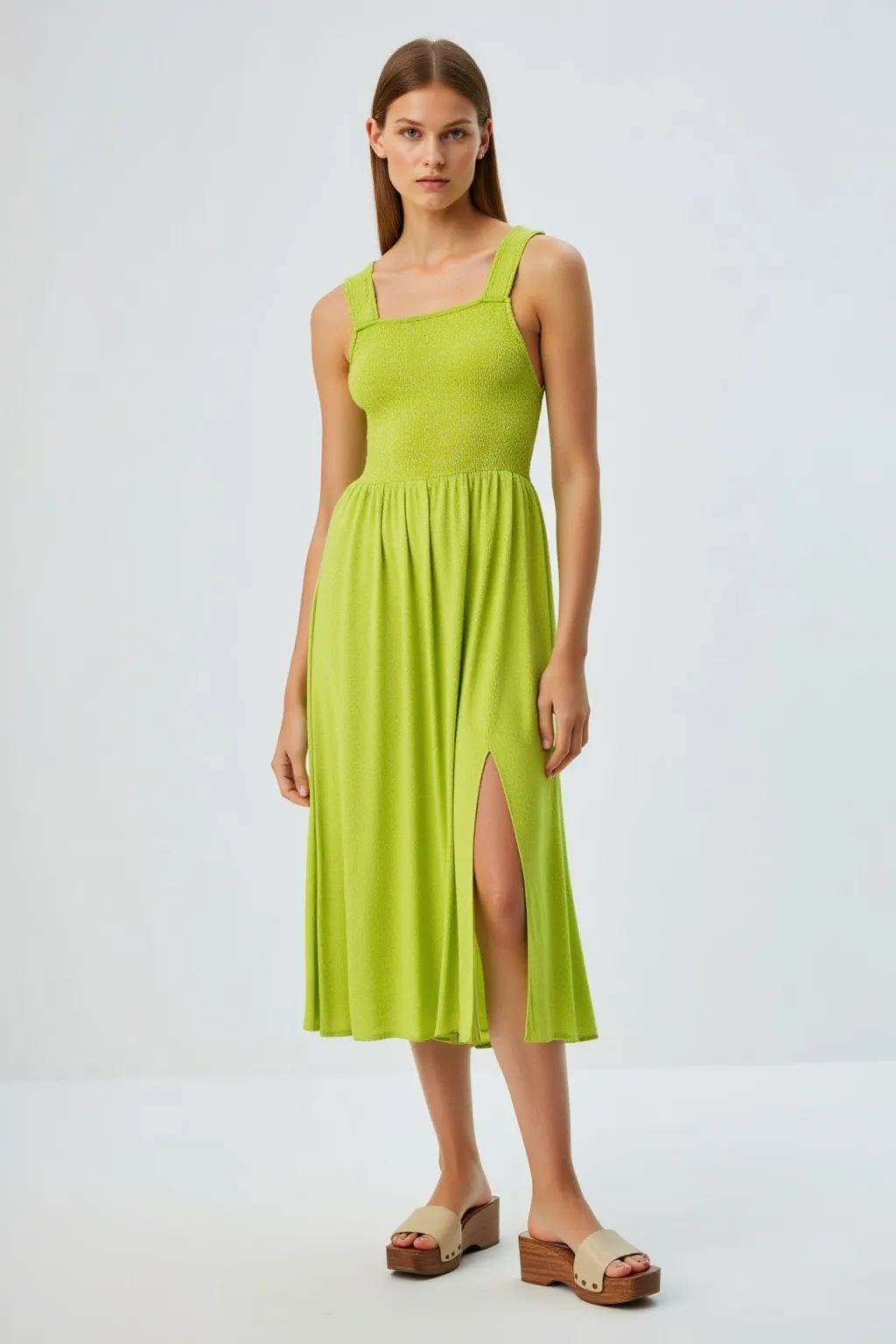 Satin Apron Long Dress