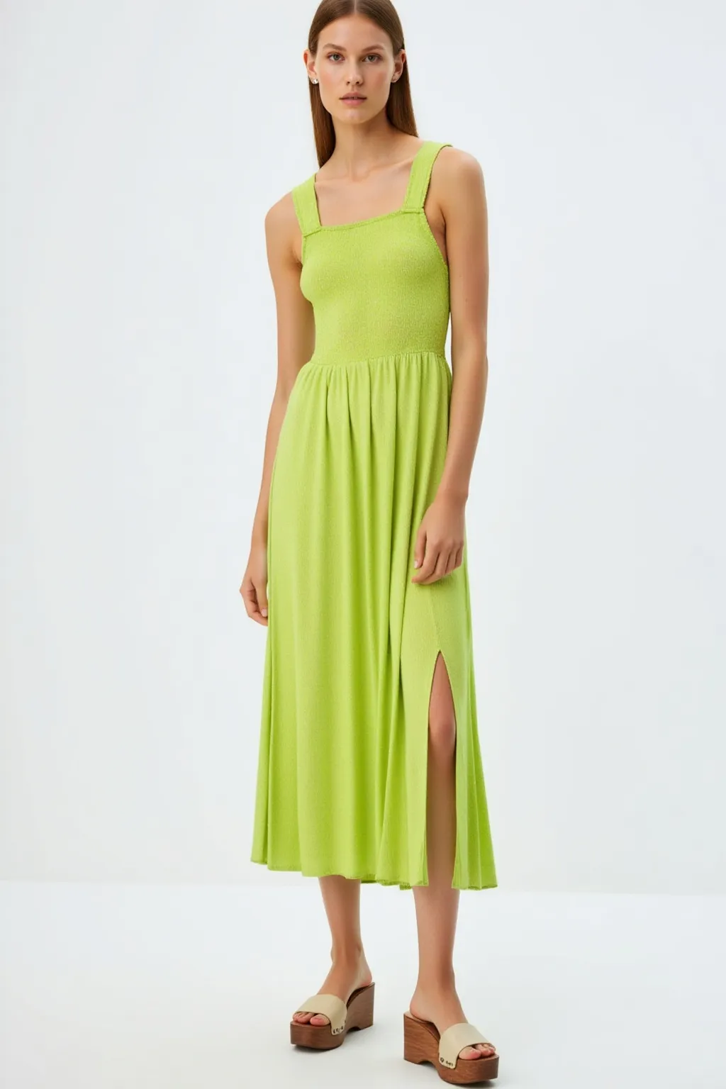 Satin Apron Long Dress