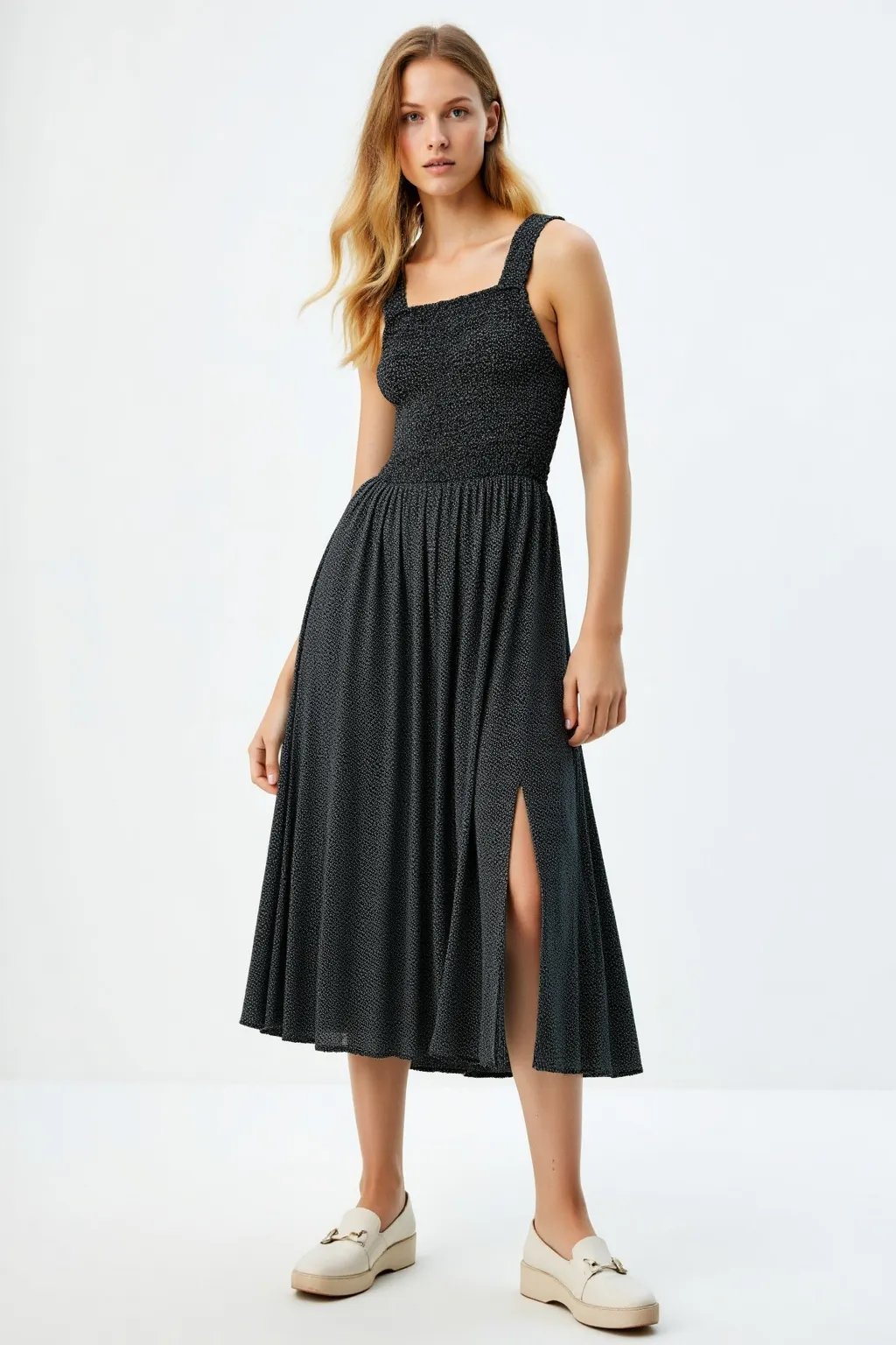 Apron Dark Grayish Long Dress