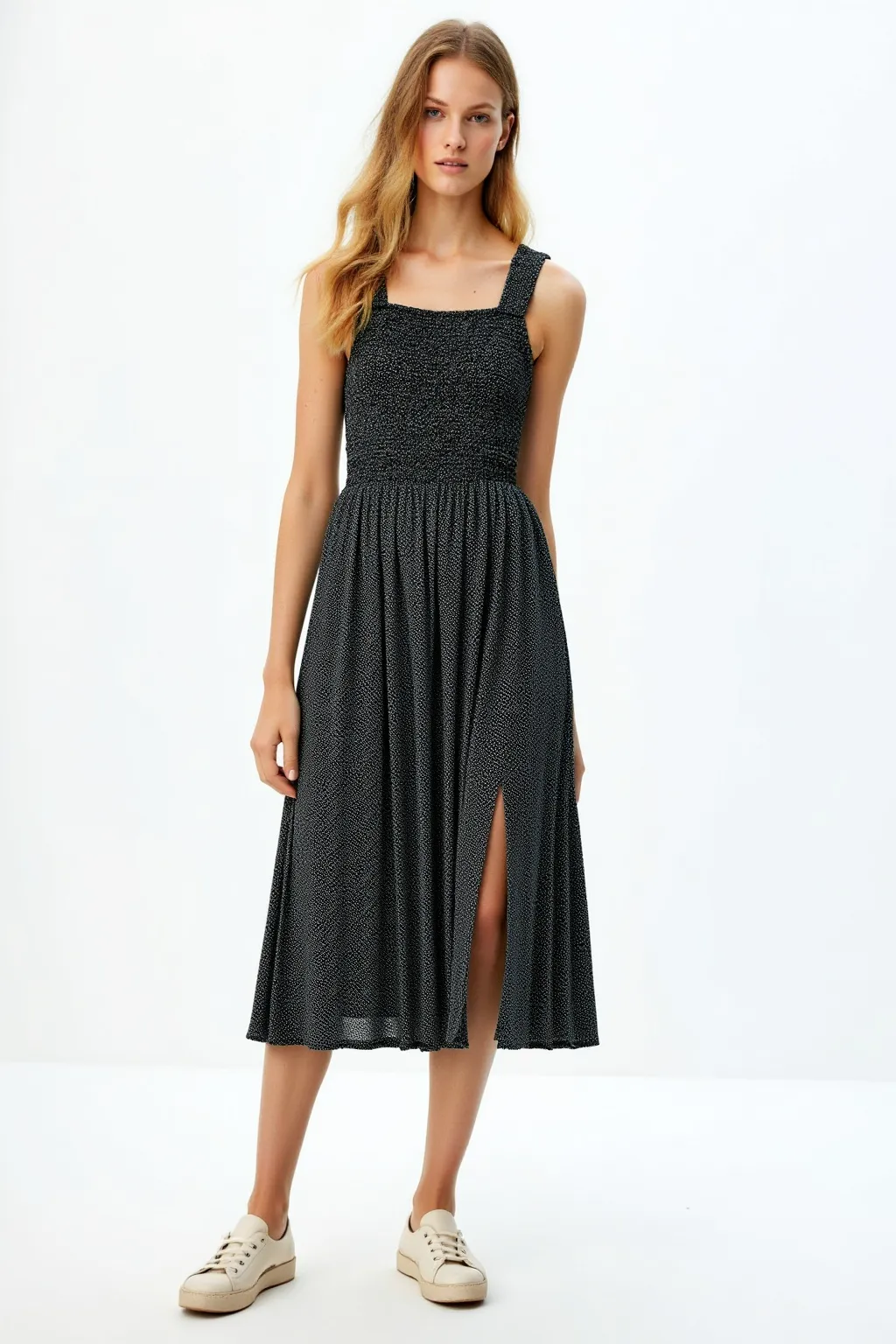 Apron Dark Grayish Long Dress