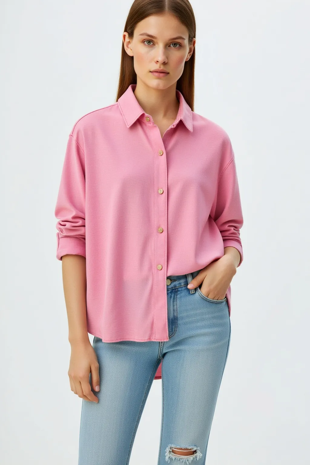 Synthetic Pink Lightweight Shirt