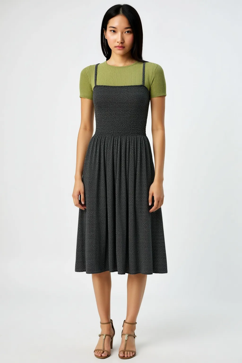 Combo Grey Khaki Dress