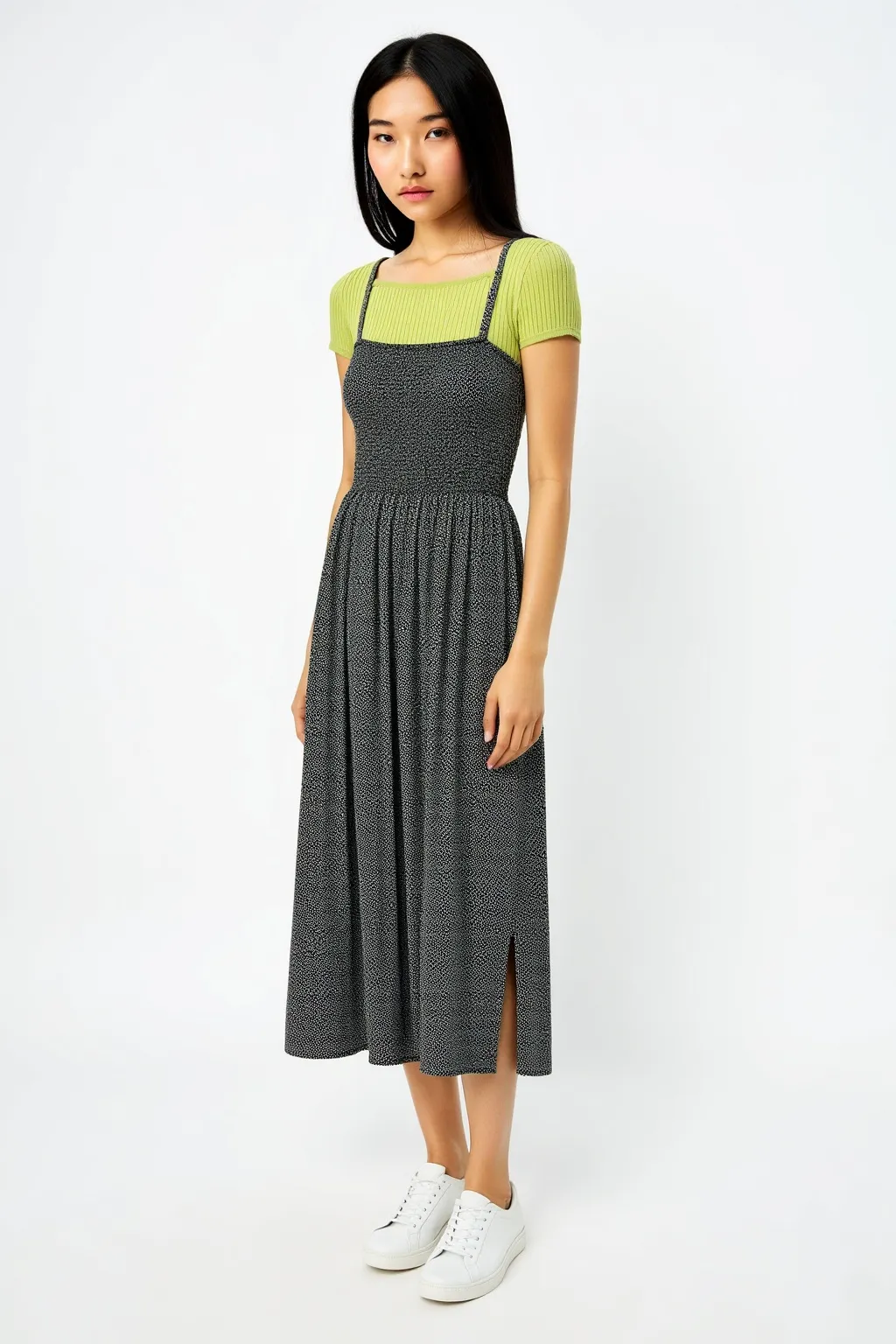 Combo Grey Khaki Dress
