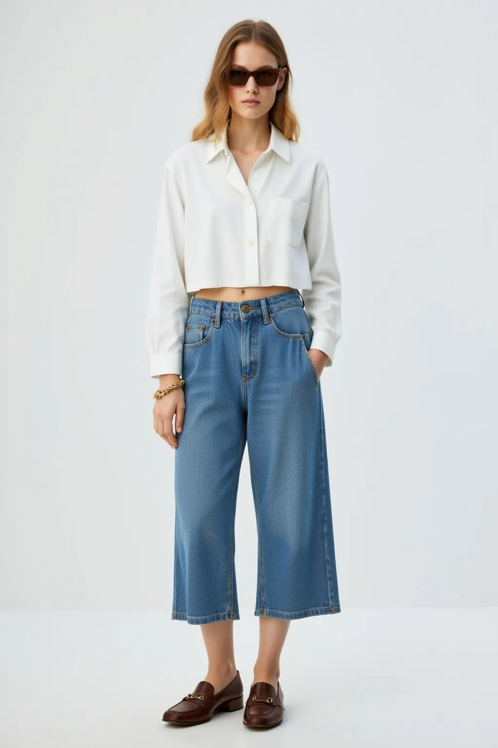 White Cropped Blouse