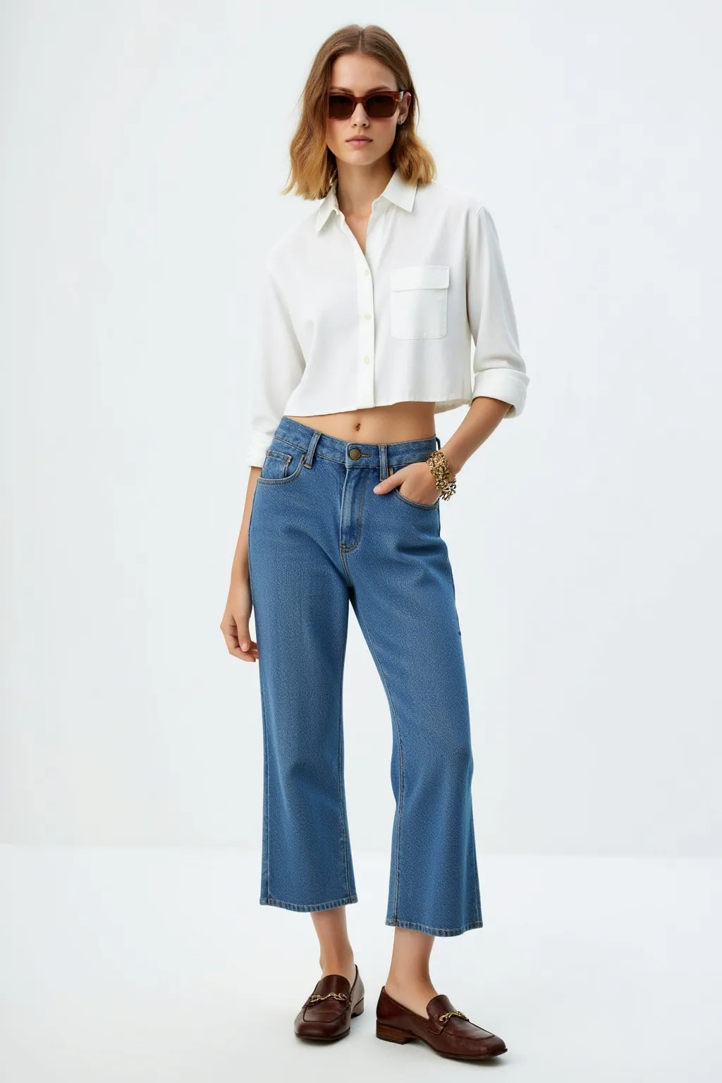 White Cropped Blouse