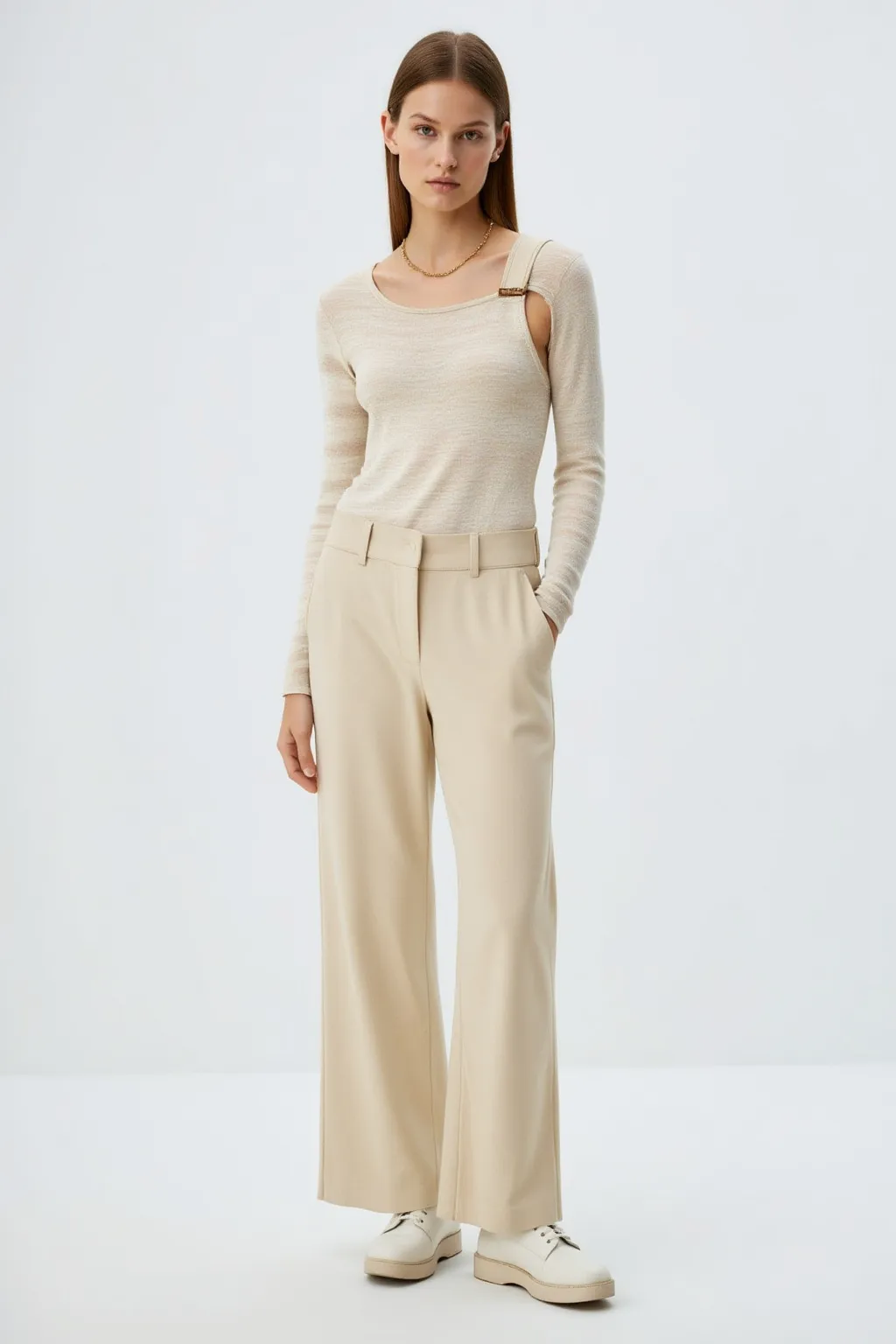 Beige Set Pants Suit
