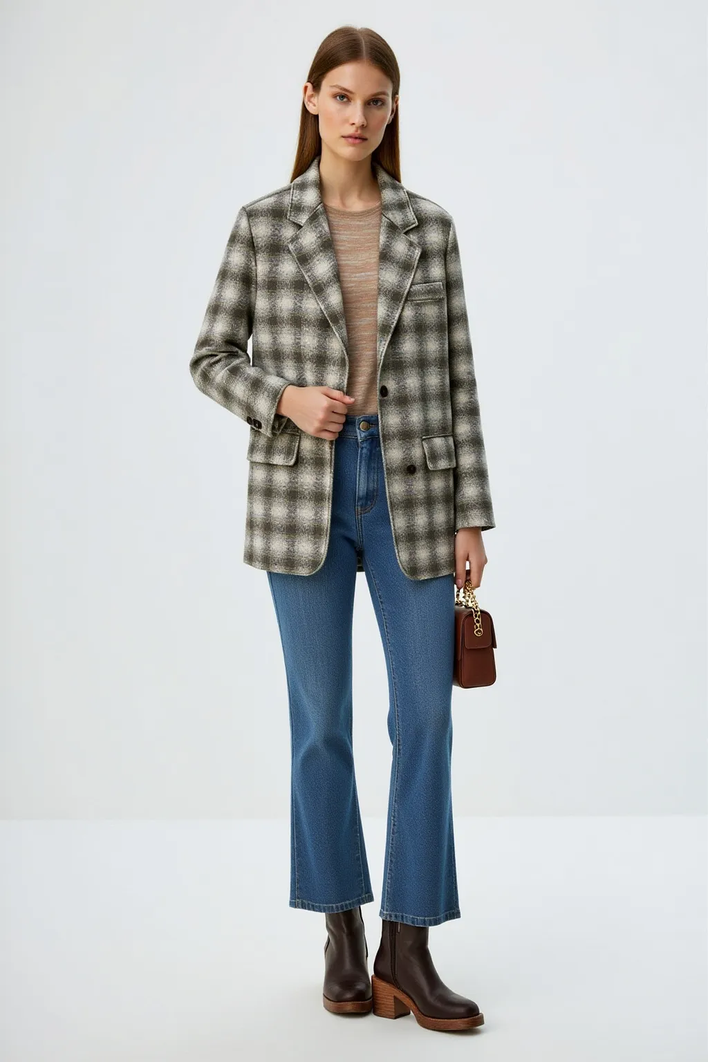 Checkered Midi Jacket